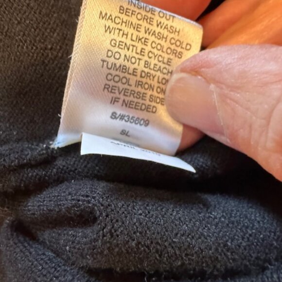 "Takeout" Chic Black Cowl Neck Mini Sweater Dress w Ruched Puff Sleeves Jr Large - Picture 6 of 6